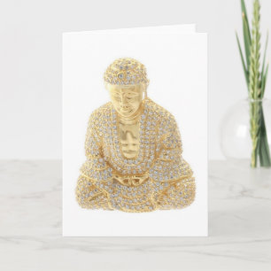 Carte de note d'anniversaire Budda Rhinestone or j