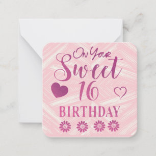 Carte de note d'anniversaire Sweet 16