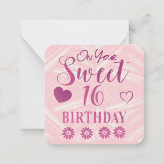 Carte de note d'anniversaire Sweet 16