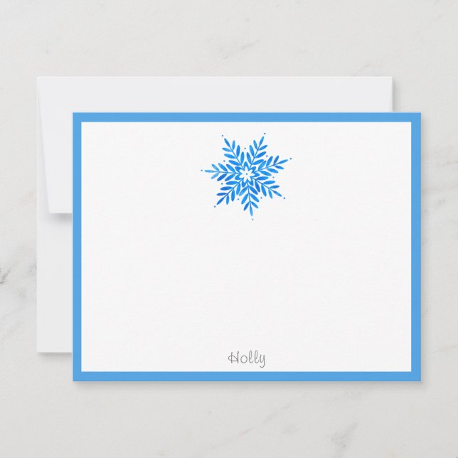Carte de note d'aquarelle Blue Snowflop (Devant)