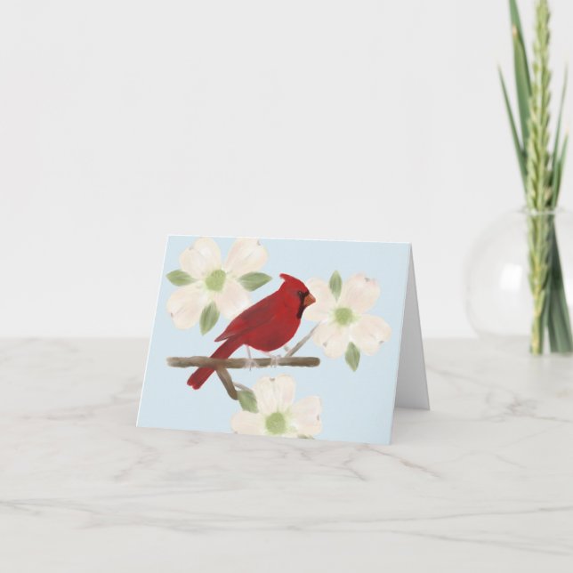 Carte de note d'aquarelle de cardinal et de (Devant)