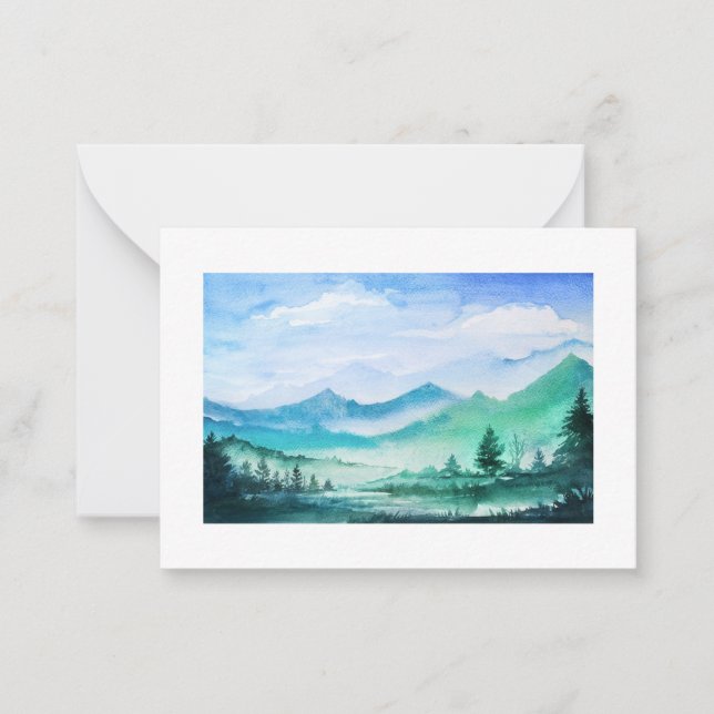 carte de note d'aquarelle du paysage (Devant)