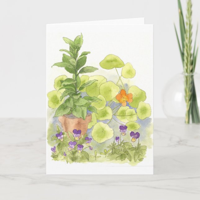 Carte de note d'art de fleur d'aquarelle de (Devant)