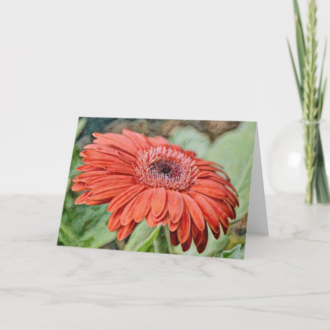 Carte de note d'art Fleur Rouge (Devant)