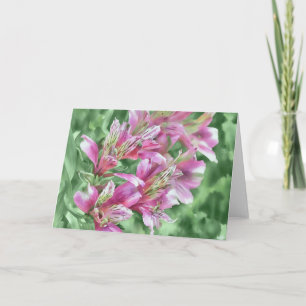 Carte de note d'art floral à fleurs de lys tropica