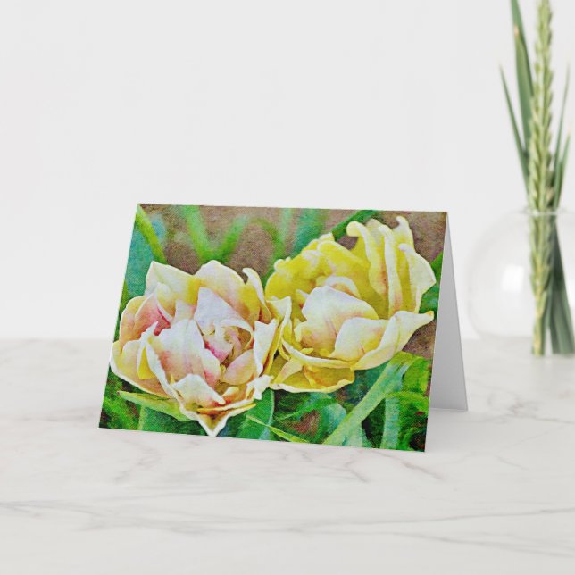 Carte de note d'art floral Fleurs de tulipe pétale (Devant)