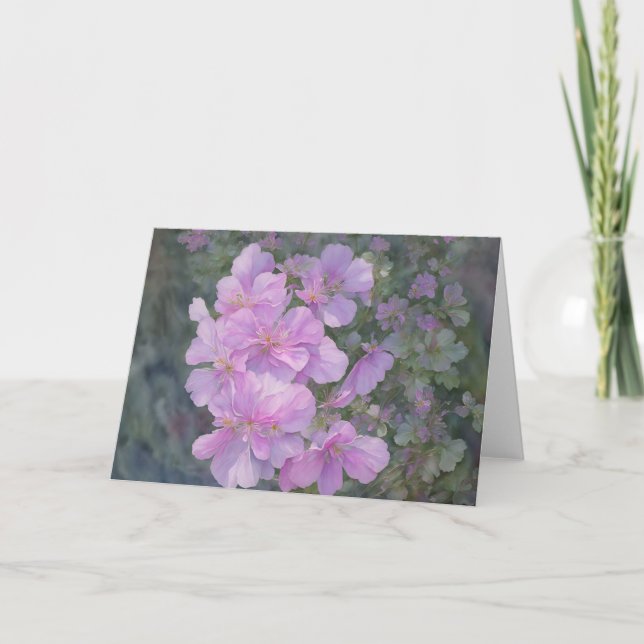 Carte de note d'art florale à fleurs violettes de  (Devant)