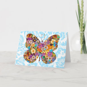 Carte de note d'art papillon de style vintage