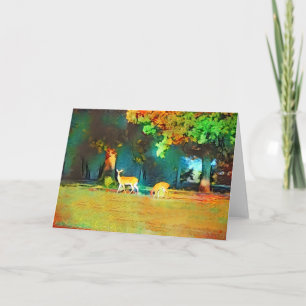Carte de note d'art pour cerfs d'automne