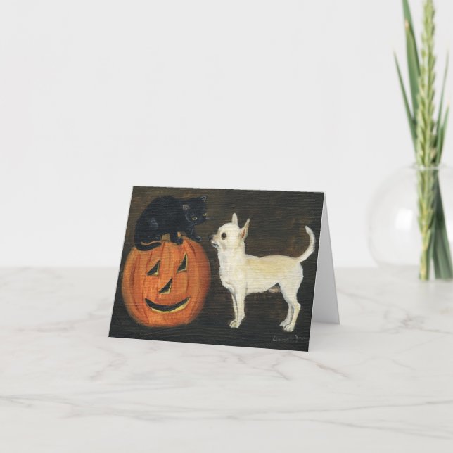 Carte de note d'art pour l'Halloween Chihuahua (Devant)