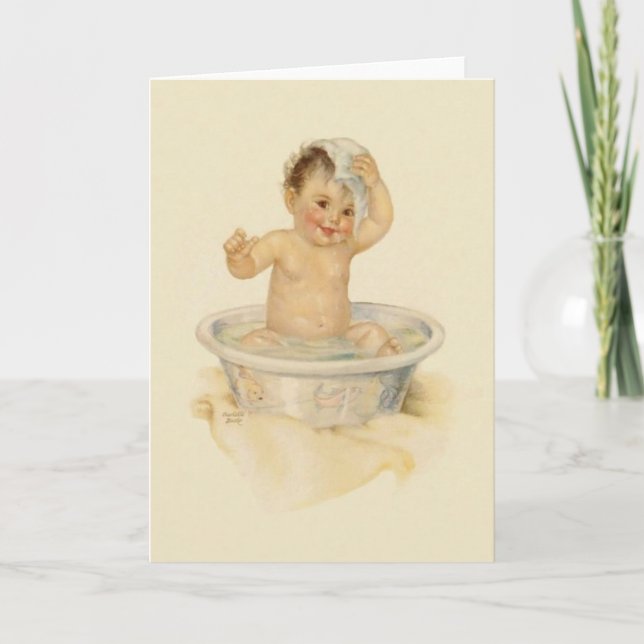 Carte de note de bain pour bébé vintage (Devant)