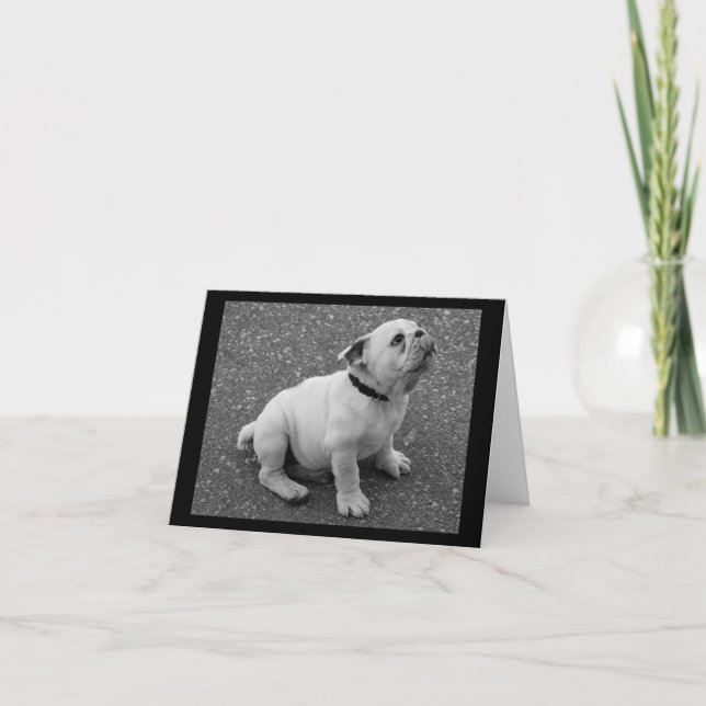 Carte de note de bienvenue anglaise Bulldog Chien  (Devant)