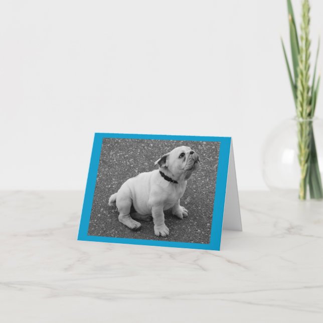 Carte de note de bienvenue anglaise Bulldog Chien  (Devant)