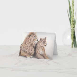 Carte de note de bienvenue Lion Couple