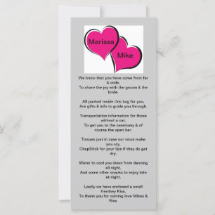 Carte de note de bienvenue mariage