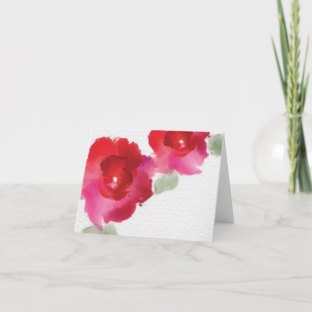 Carte de note de blanc d'aquarelle de fleur (Devant)
