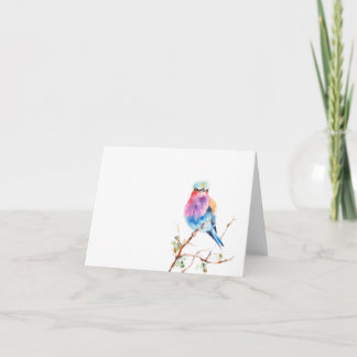 Carte de note de blanc d'aquarelle d'oiseau