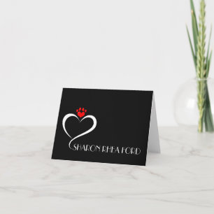 Carte de note de blanc de coeur d'empreinte de