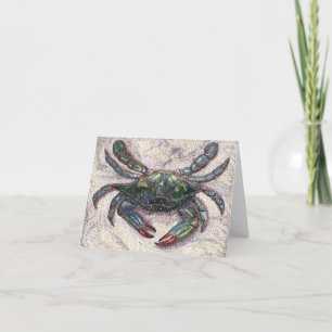 Carte de note de blanc de crabe bleu de baie de