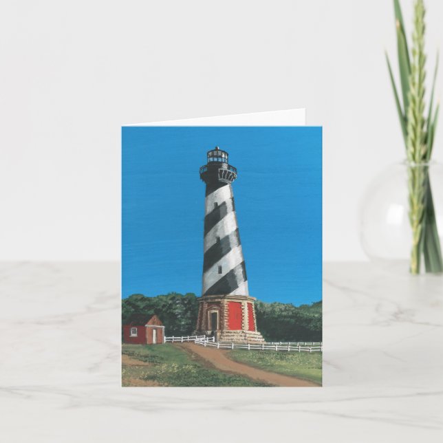 Carte de note de blanc de phare du Cap Hatteras (Devant)
