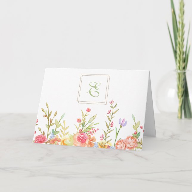 Carte de note de bordure florale (Devant)