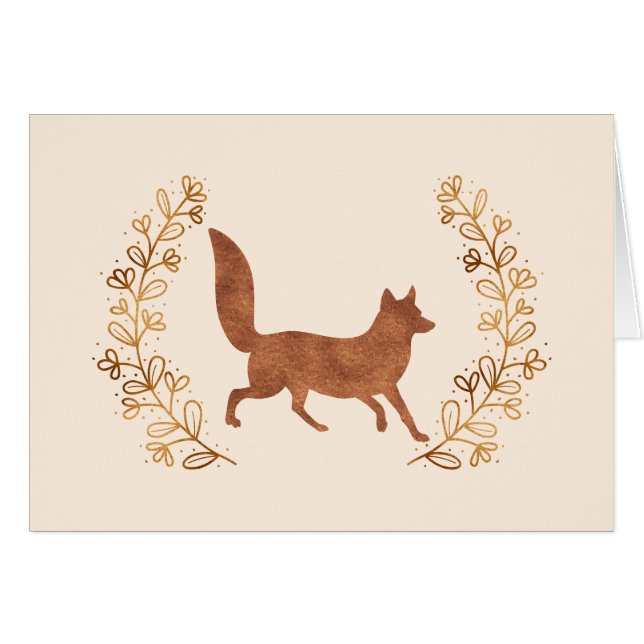 Carte de note de bronze Fox et Wreath (Devant Horizontal)