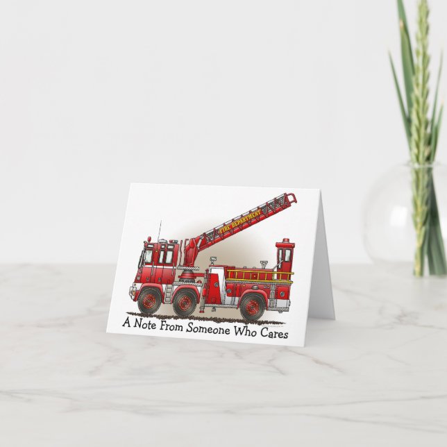 Carte de note de camion de pompiers de crochet et (Devant)