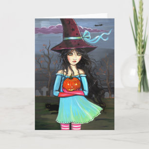 Carte de note de carte de Halloween de sorcière