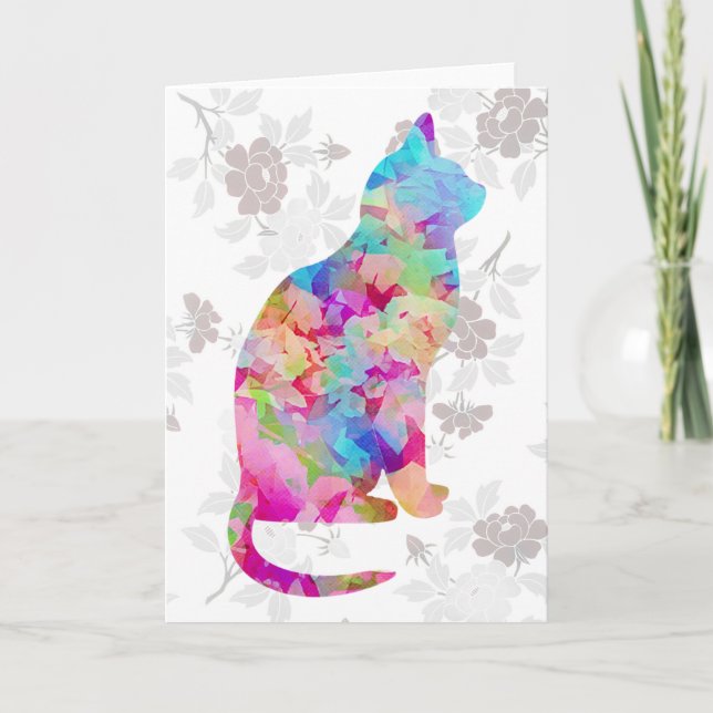 Carte de note de chat de style aquarelle (Devant)