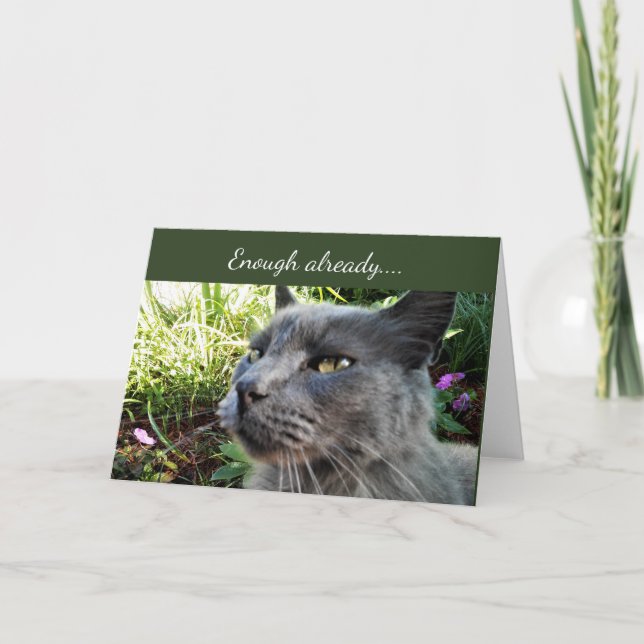 Carte de note de chat grincheux avec expression dr (Devant)