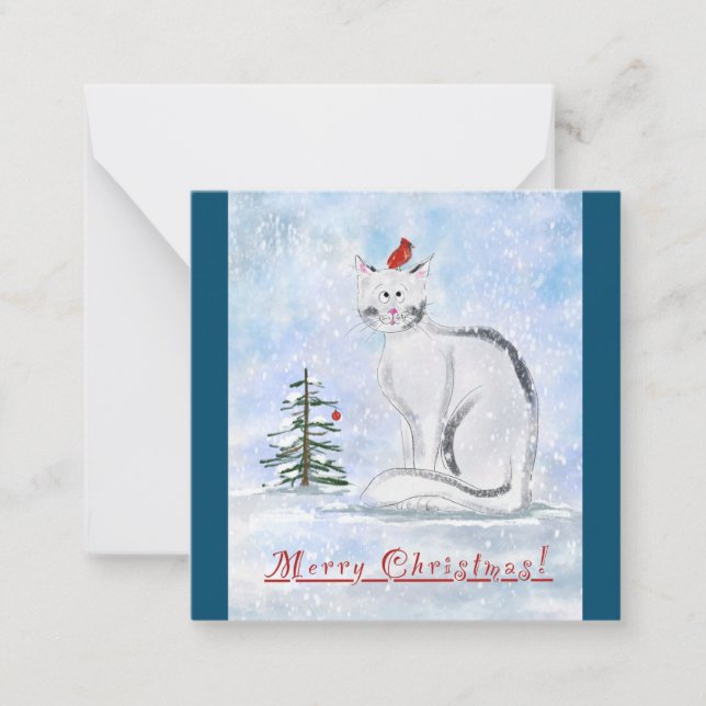 Carte de note de chat Noël (Devant)