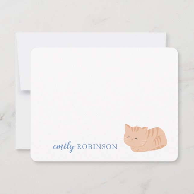 Carte de note de chat tabby mignonne personnalisée (Devant)