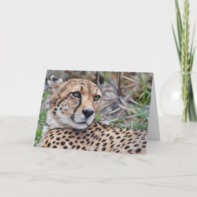 Carte de note de Cheetah Cat Wild Animal Art (Devant)