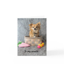 Carte de note de chien de Pâques