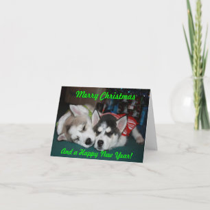 Carte de note de chiot de chien de traîneau