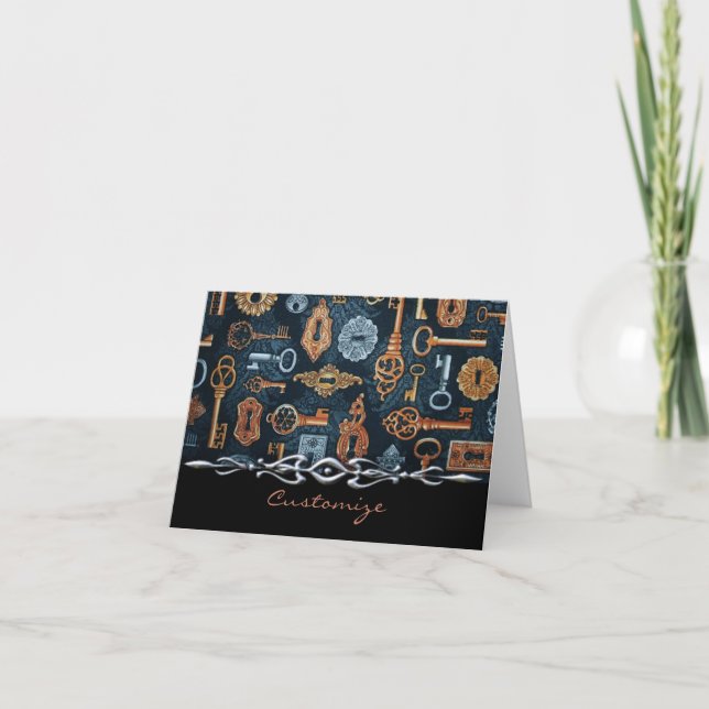 Carte de note de clés de Steampunk et de motif de (Devant)