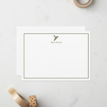 Carte de note de colibri à gorge rubis personnalis