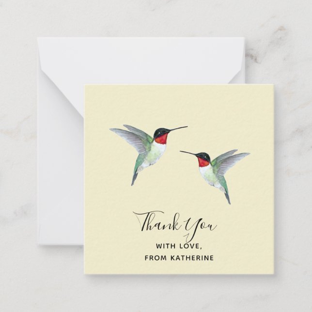 Carte de note de colibri de Merci personnalisée (Devant)