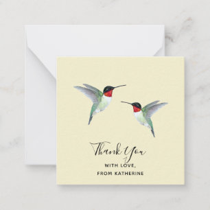 Carte de note de colibri de Merci personnalisée