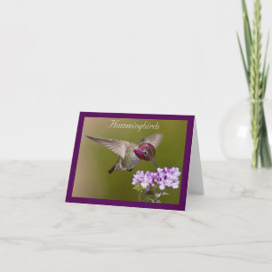 Carte de note de colibri en vol