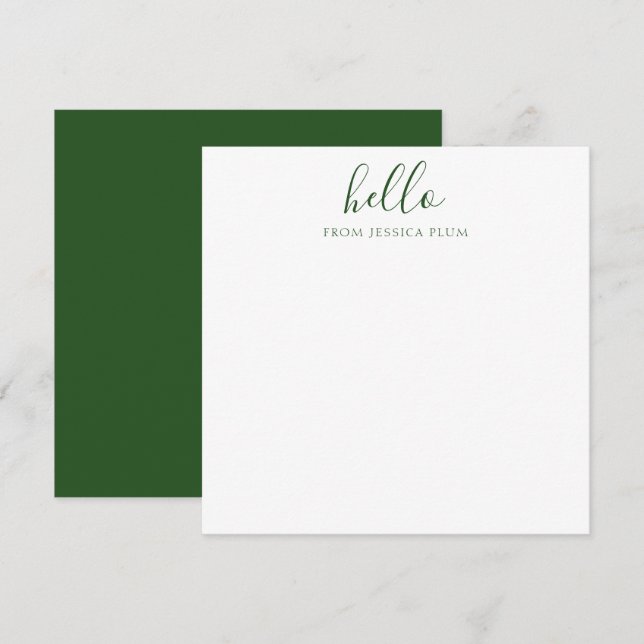 Carte de note de correspondance - Vert pin moderne (Devant / Derrière)
