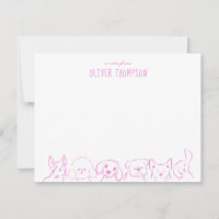 Carte de note de croquis d'animal de chien mignon 