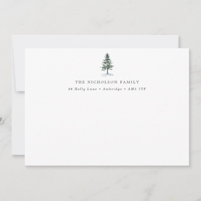 Carte de note de famille de l'arbre du pin rustiqu (Devant)