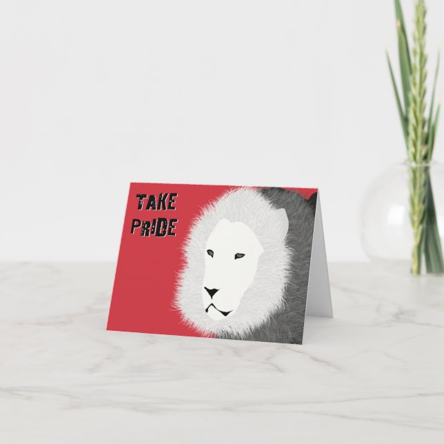 Carte de note de fierté - Lion en rouge (Devant)