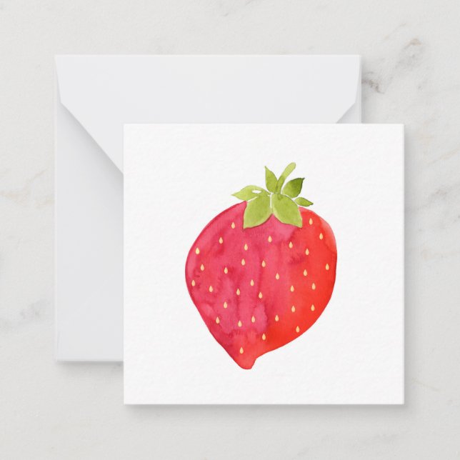 Carte de note de fraise d'aquarelle (Devant)