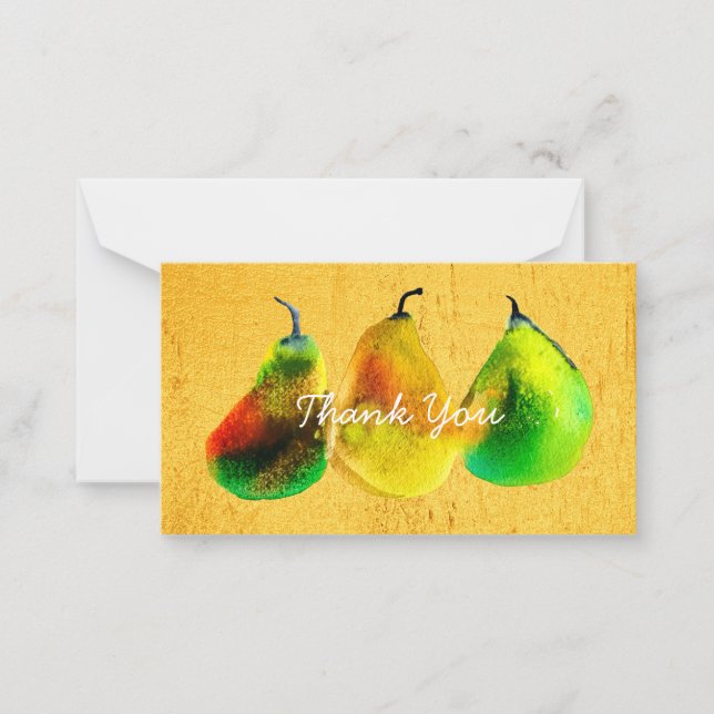 Carte de note de fruit vert à l'eau poire (Devant)