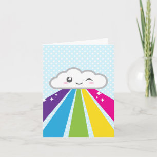 Carte de note de Kawaii Cloud et Rainbow