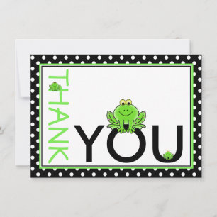 Carte de note de la jolie grenouille verte Merci