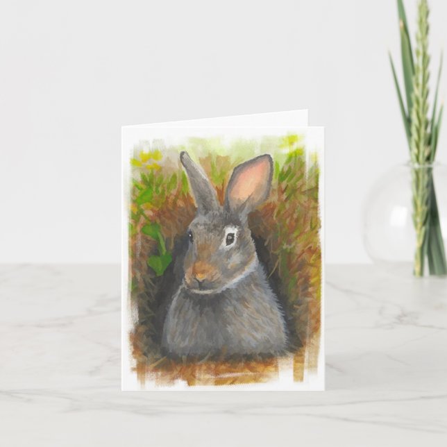 Carte de note de lapin d'aquarelle (Devant)