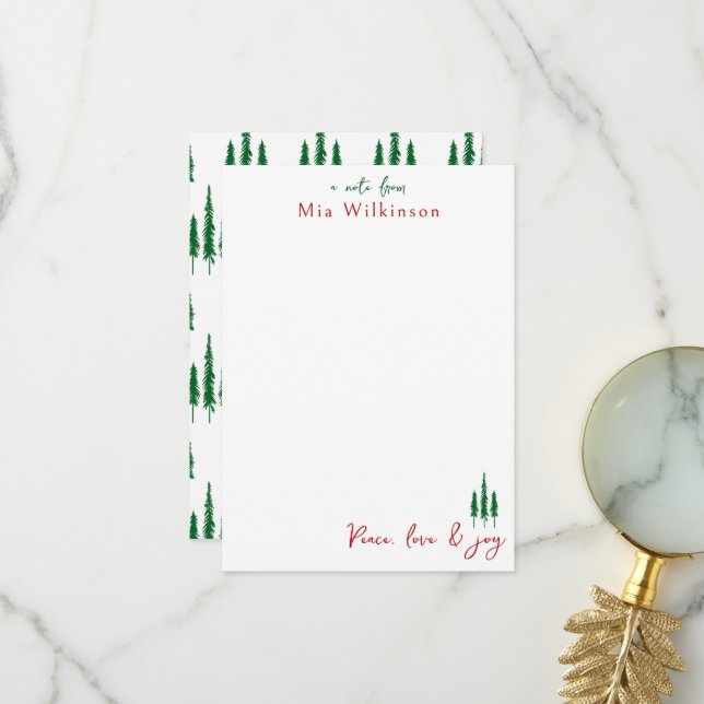 Carte de note de l'arbre de Noël (Devant/Arrière en situation)